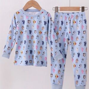 Blue Cartoon Print Kids Pajamas